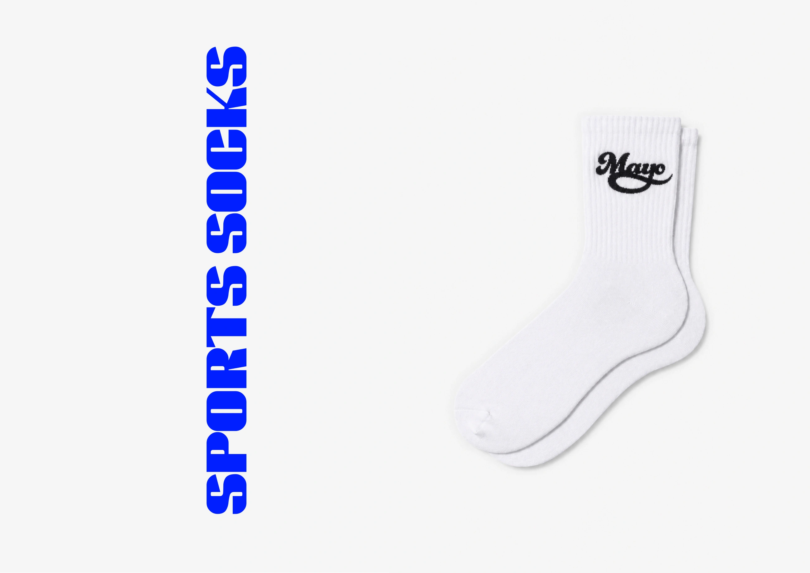 Mayo — déclinaison de la signature sur les chaussettes.
