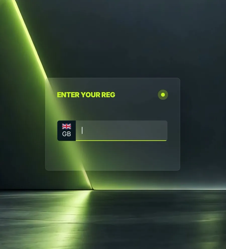 The Caura app asking you to enter your reg plate to add your car