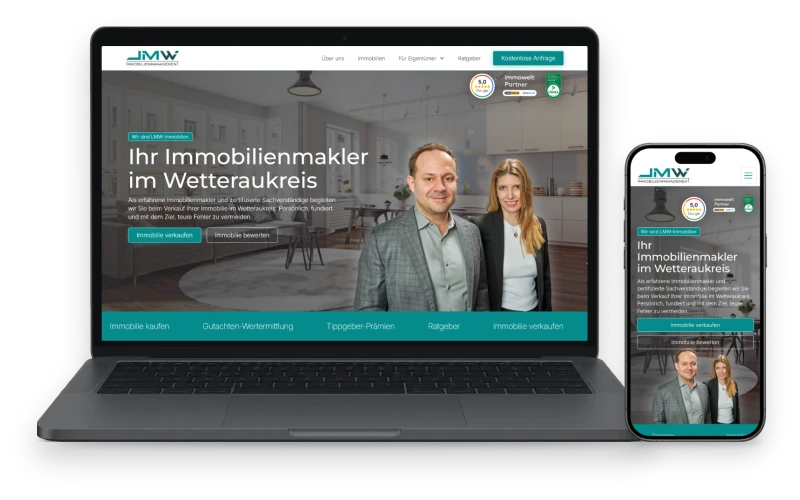 Website von LMW Immobilien auf Laptop und Handy