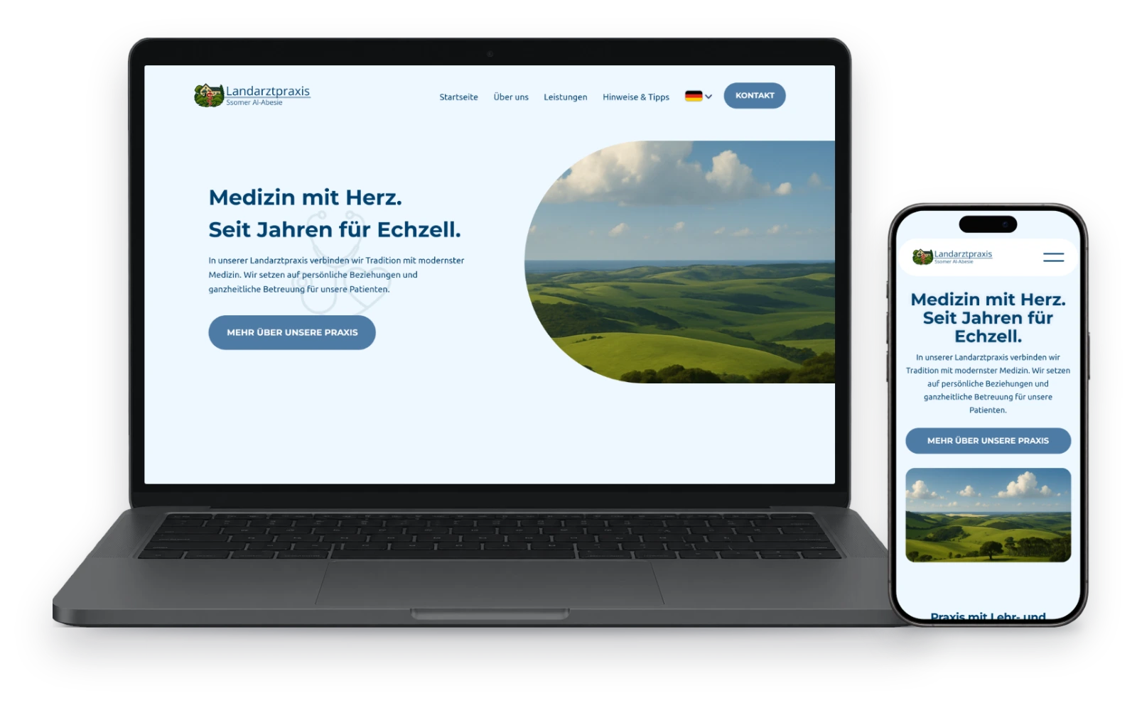 Website von Landarztpraxis Echzell auf Laptop und Handy