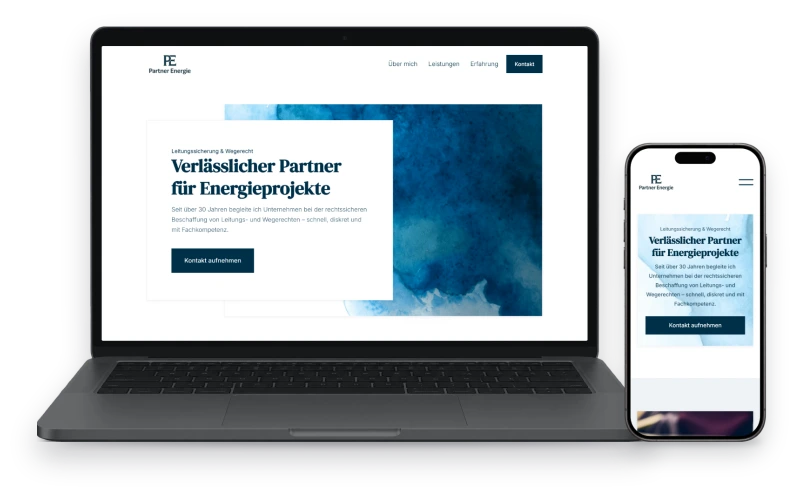 Website von Partnerenergie auf Laptop und Handy
