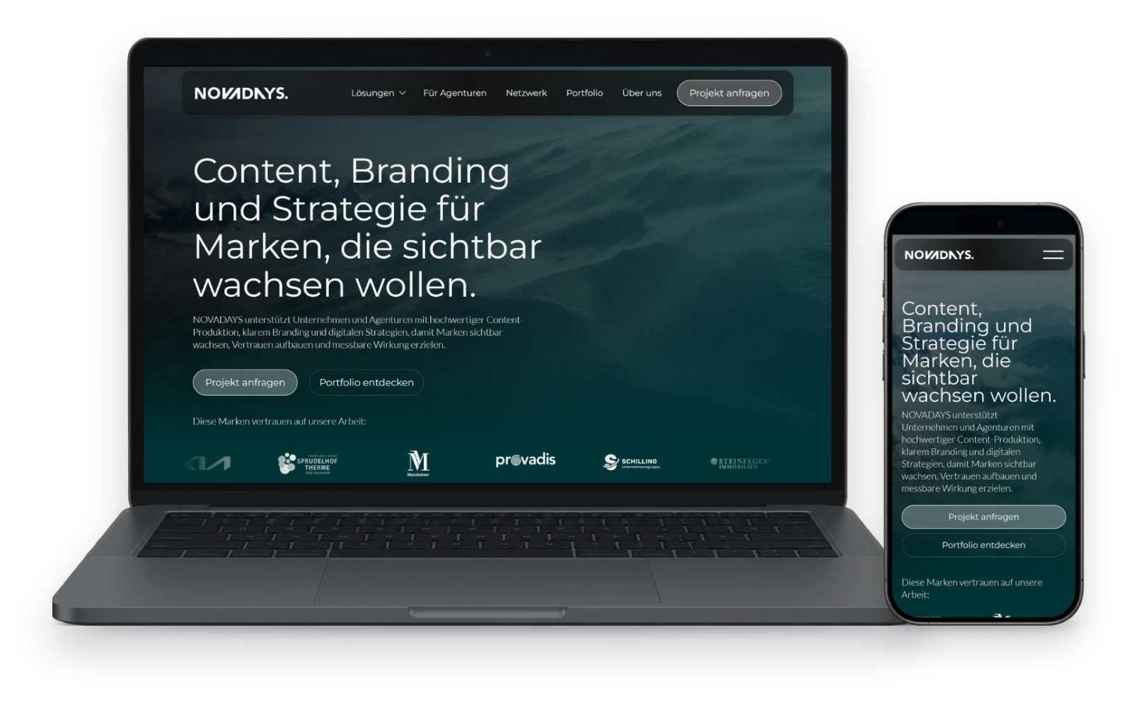 Website von Novadays auf Laptop und Handy