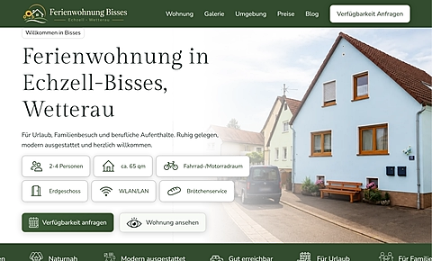 Erster Bildschirm der Website von Ferienwohnung in der Wetterau