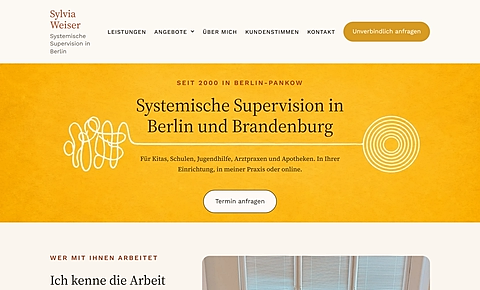 Erster Bildschirm der Website von Weiser SV