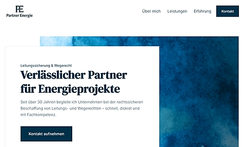 Erster Bildschirm der Website von Partnerenergie