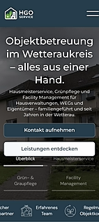 Die Website von HGO Facilityservice auf dem Telefon