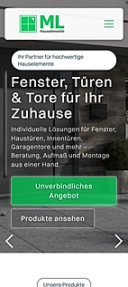 Die Website von ML Hauselemente auf dem Telefon