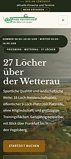 Die Website von Golf Löwenhof auf dem Telefon