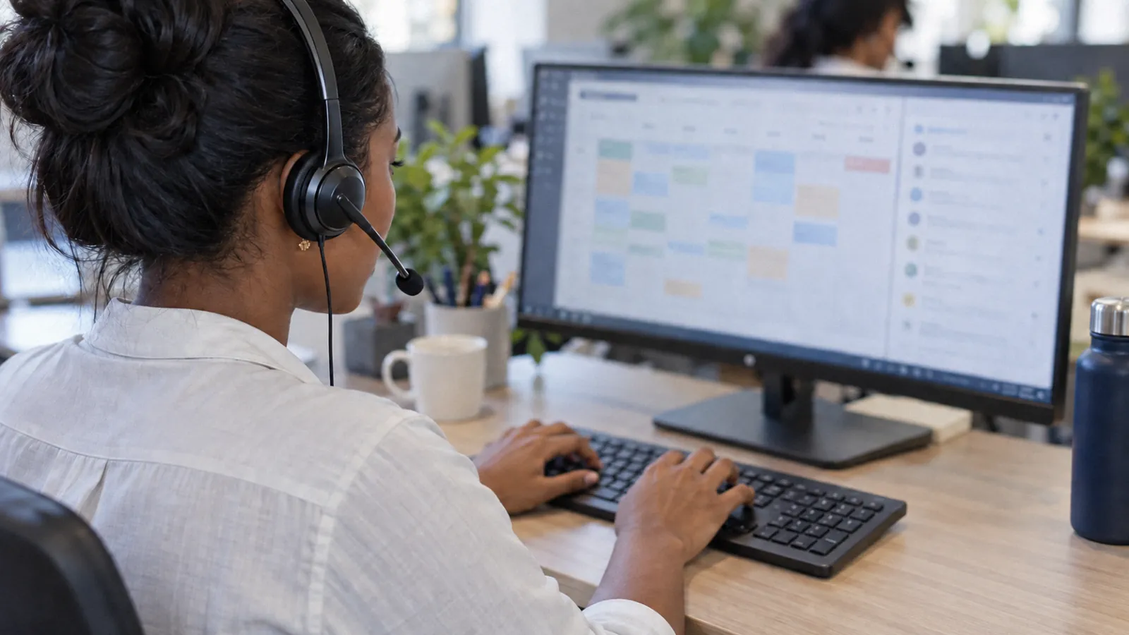 Secrétaire médicale qualifiant un message patient pendant l'appel