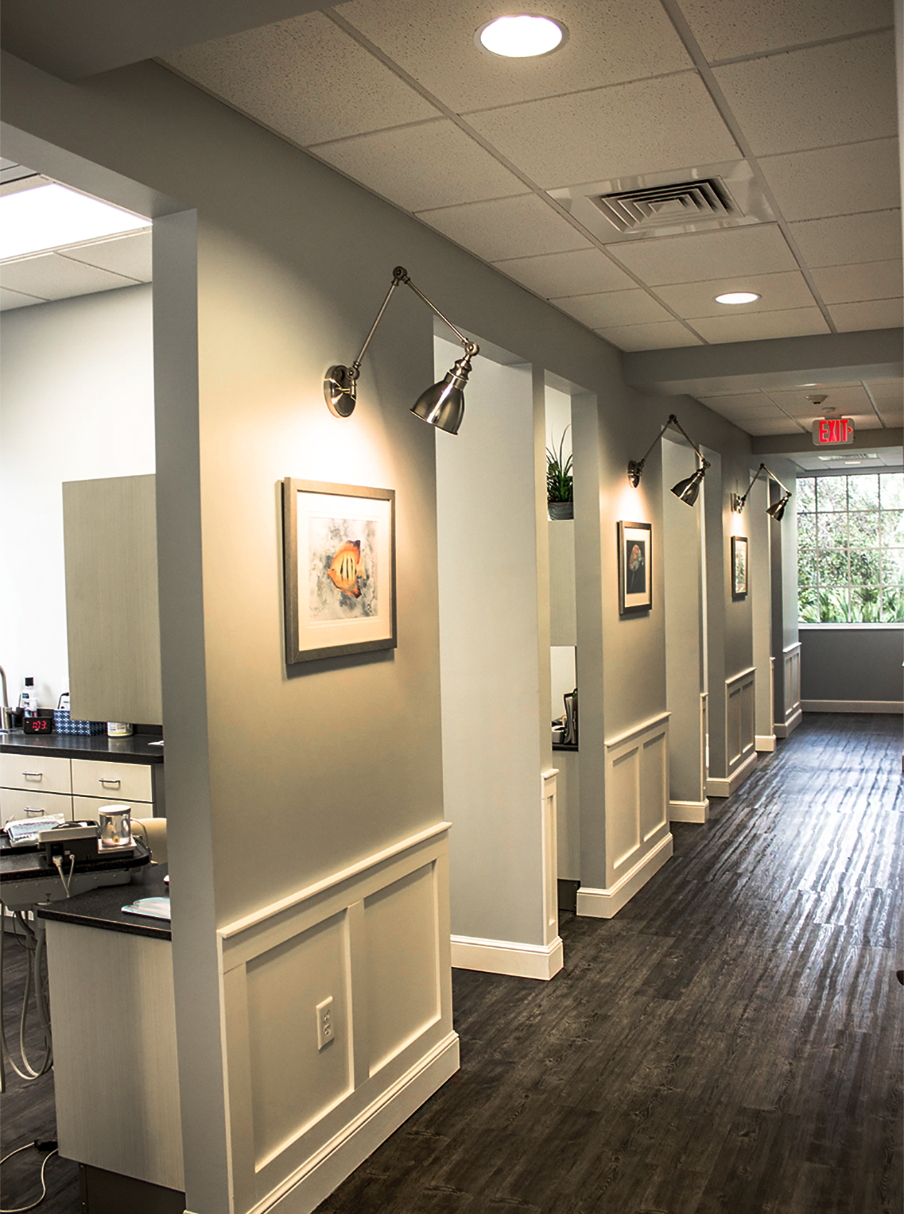 The hallway inside the office