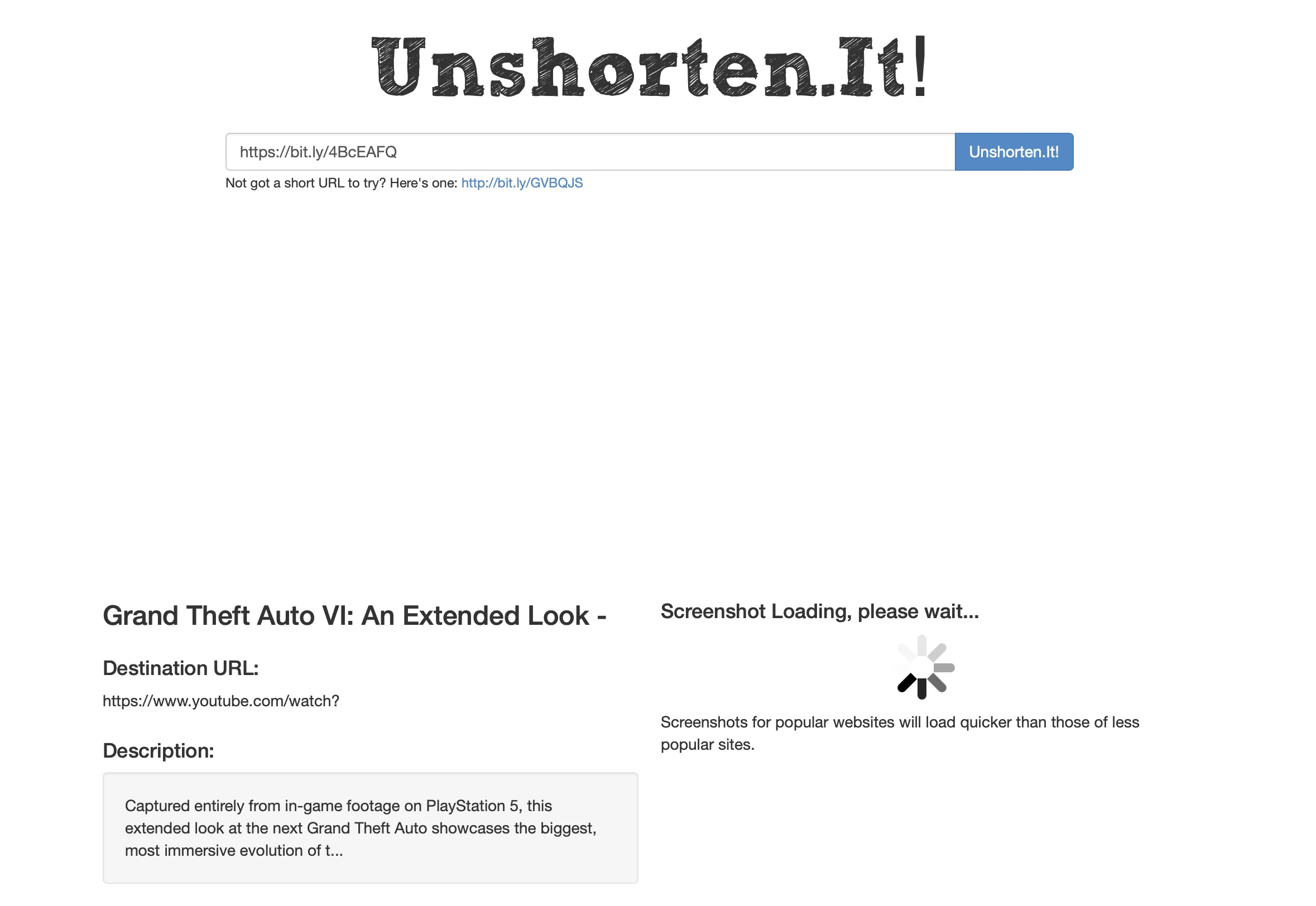 Link expander showing where a short link really goes before opening it