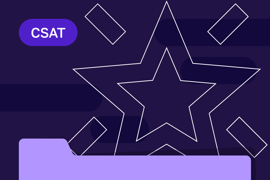"CSAT" title card with a star rating icon over a folder