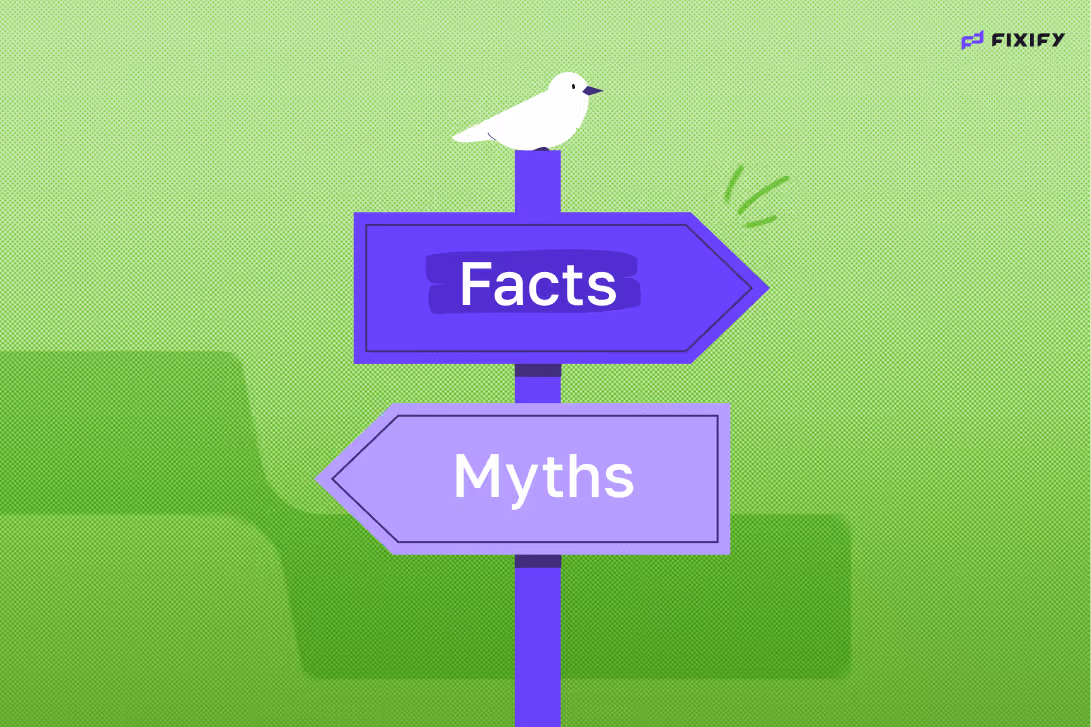 Signpost pointing one way to facts and the other way to myths