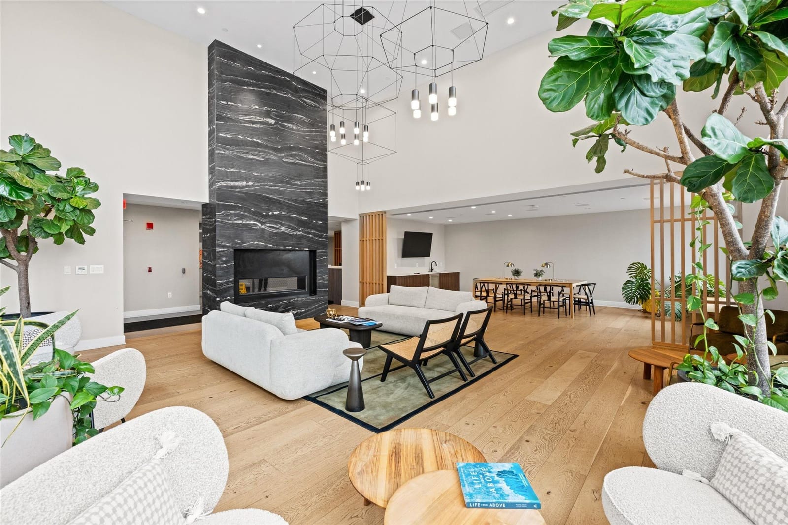 Kennedy on L lobby lounge with fireplace