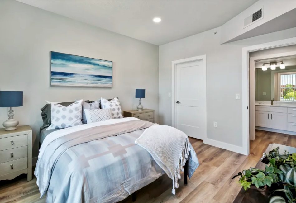 Colonial Court: Renovated unit bedroom
