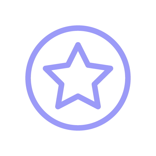 Purple outlined star inside a purple circle on a black background.