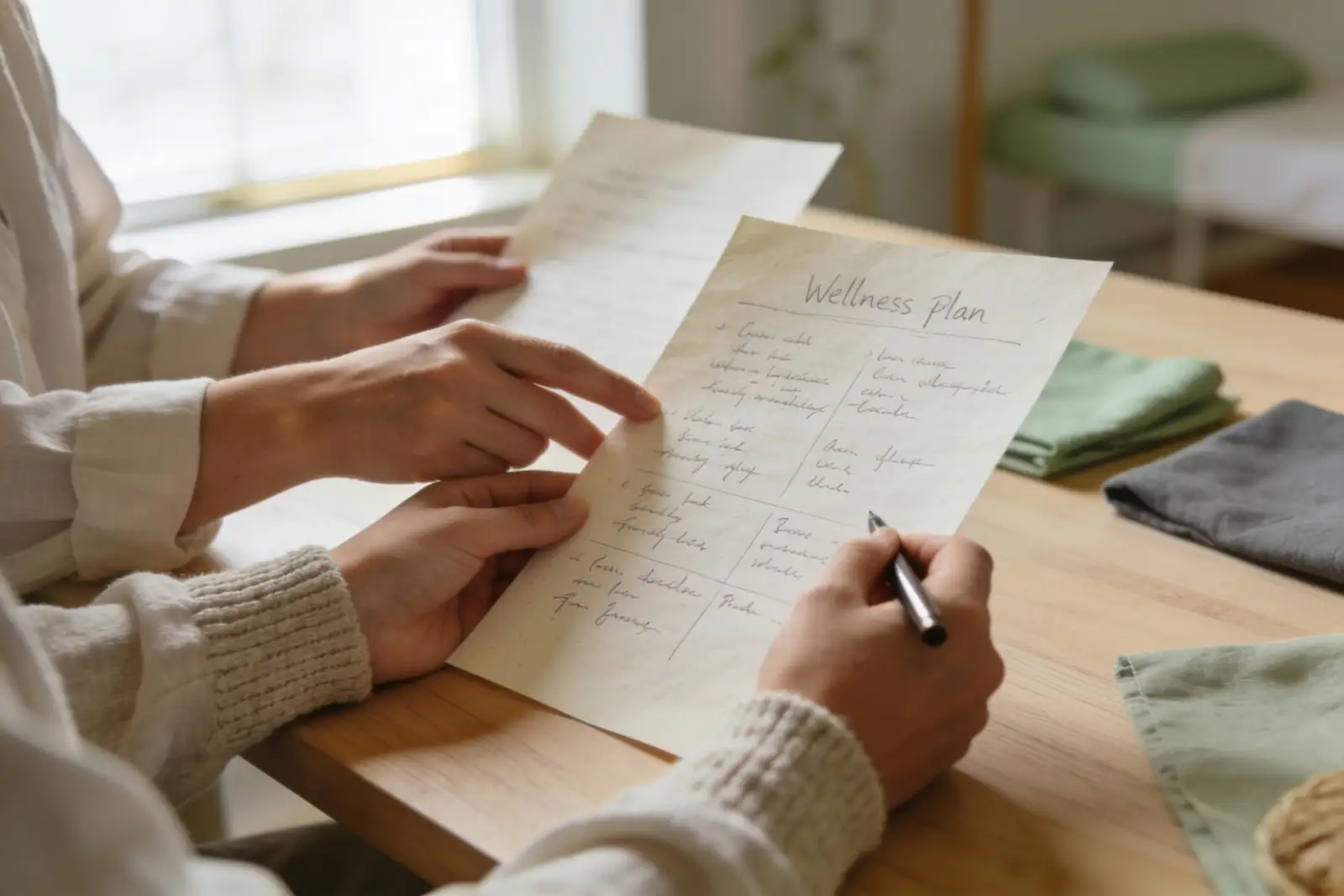 Practitioner reviewing a personal plan