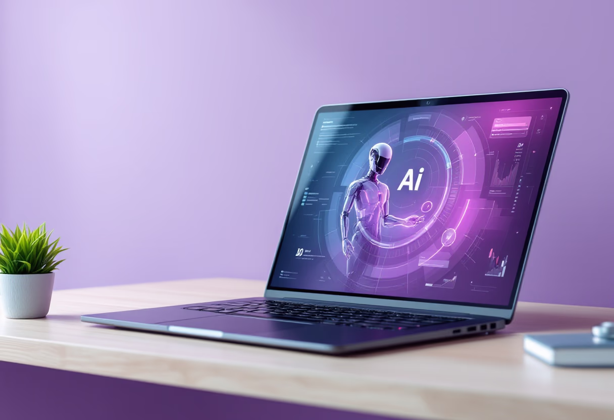 [background image] image of an open laptop in an office (for a ai healthcare company)