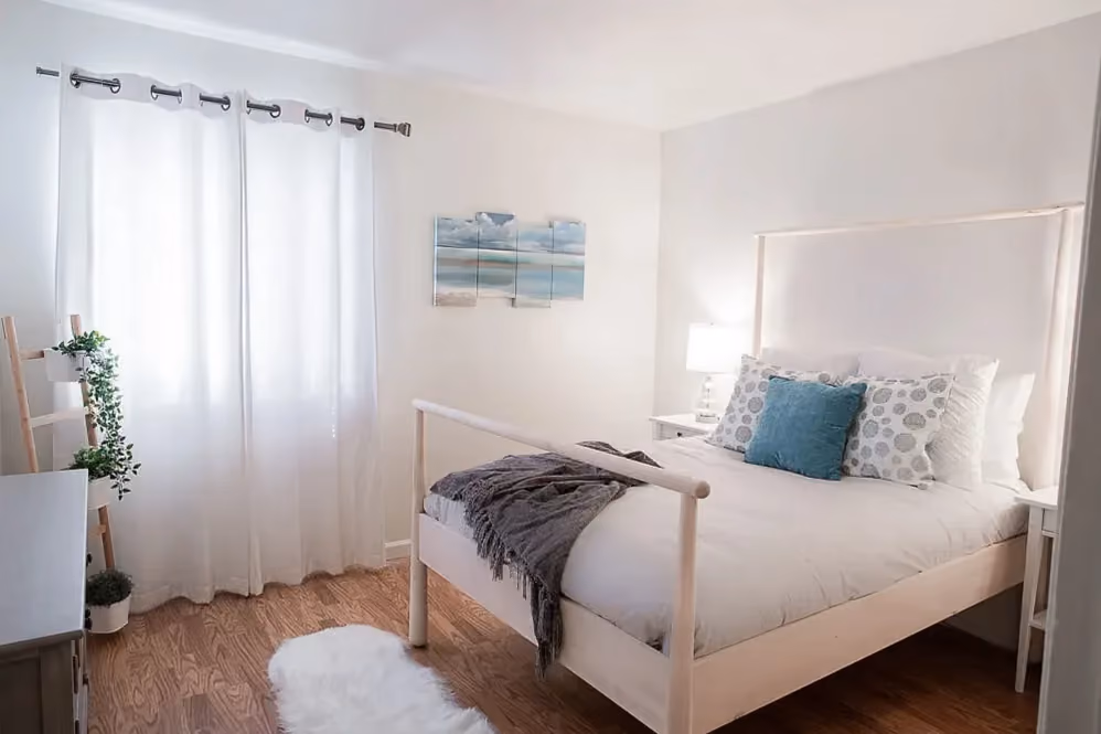 Bed space with bed and decor