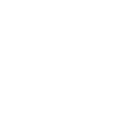 White telephone handset icon on a black background.