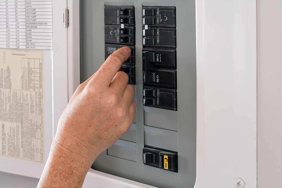 View inside a commercial breaker box