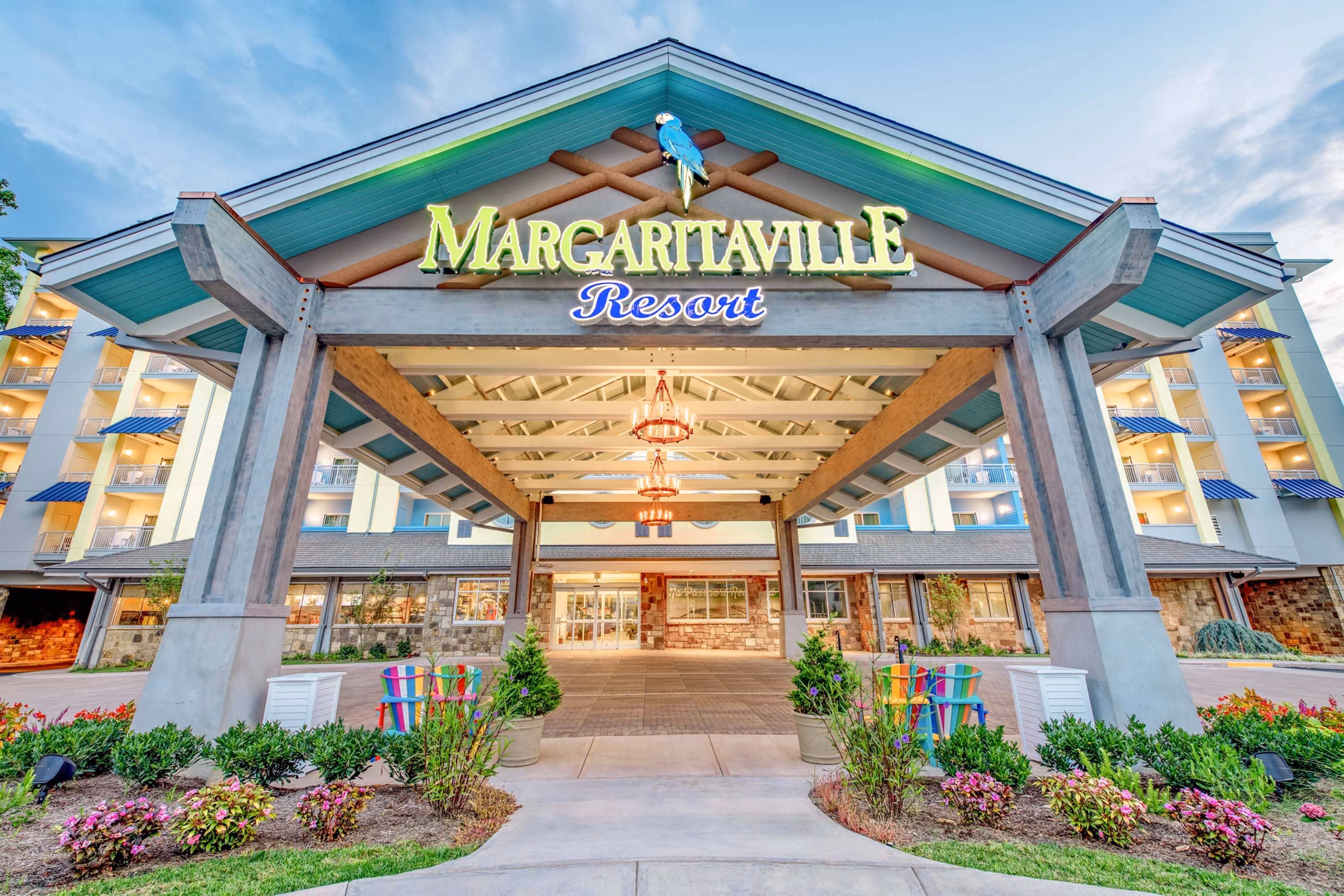 Margaritaville Resort entrance canopy at a hospitality construction project
