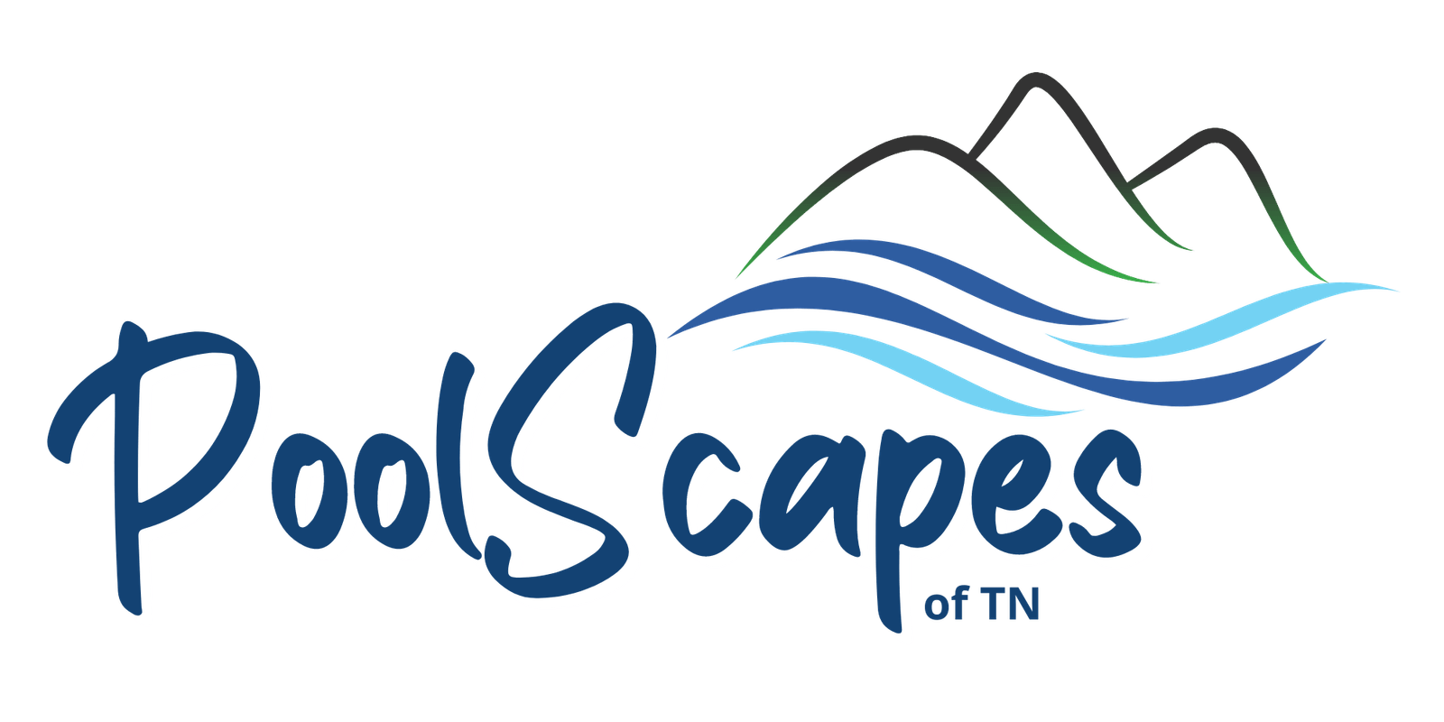 PoolScapes of TN logo with stylized mountain and wave graphic