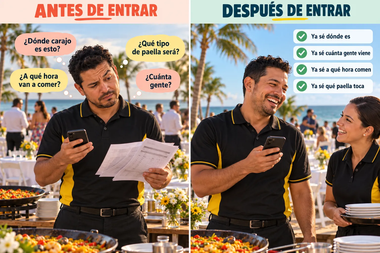 Antes de entrar: ¿Dónde carajo es esto? ¿Cuánta gente? ¿A qué hora van a comer? ¿Qué tipo de paella será?