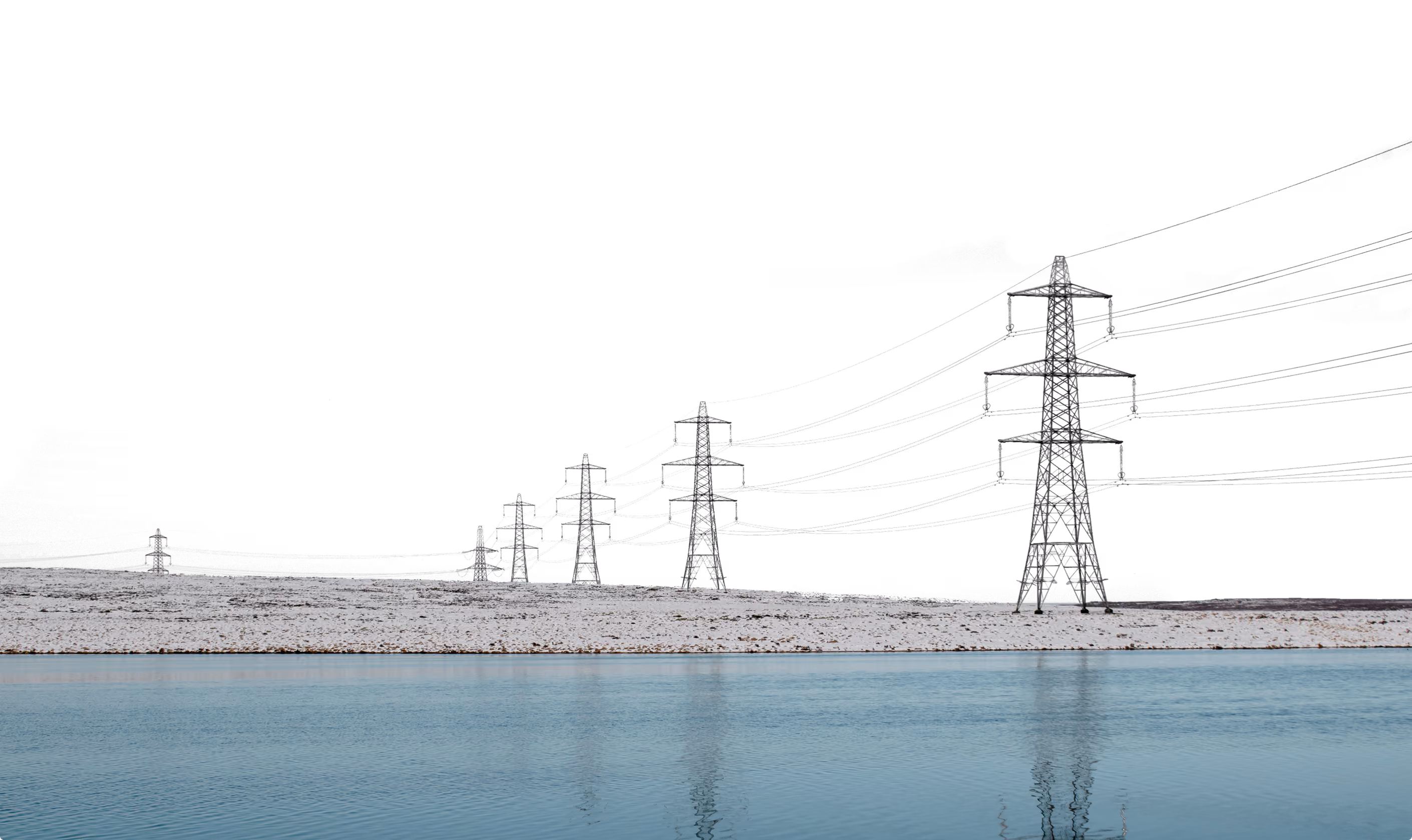 High-voltage transmission corridor across water