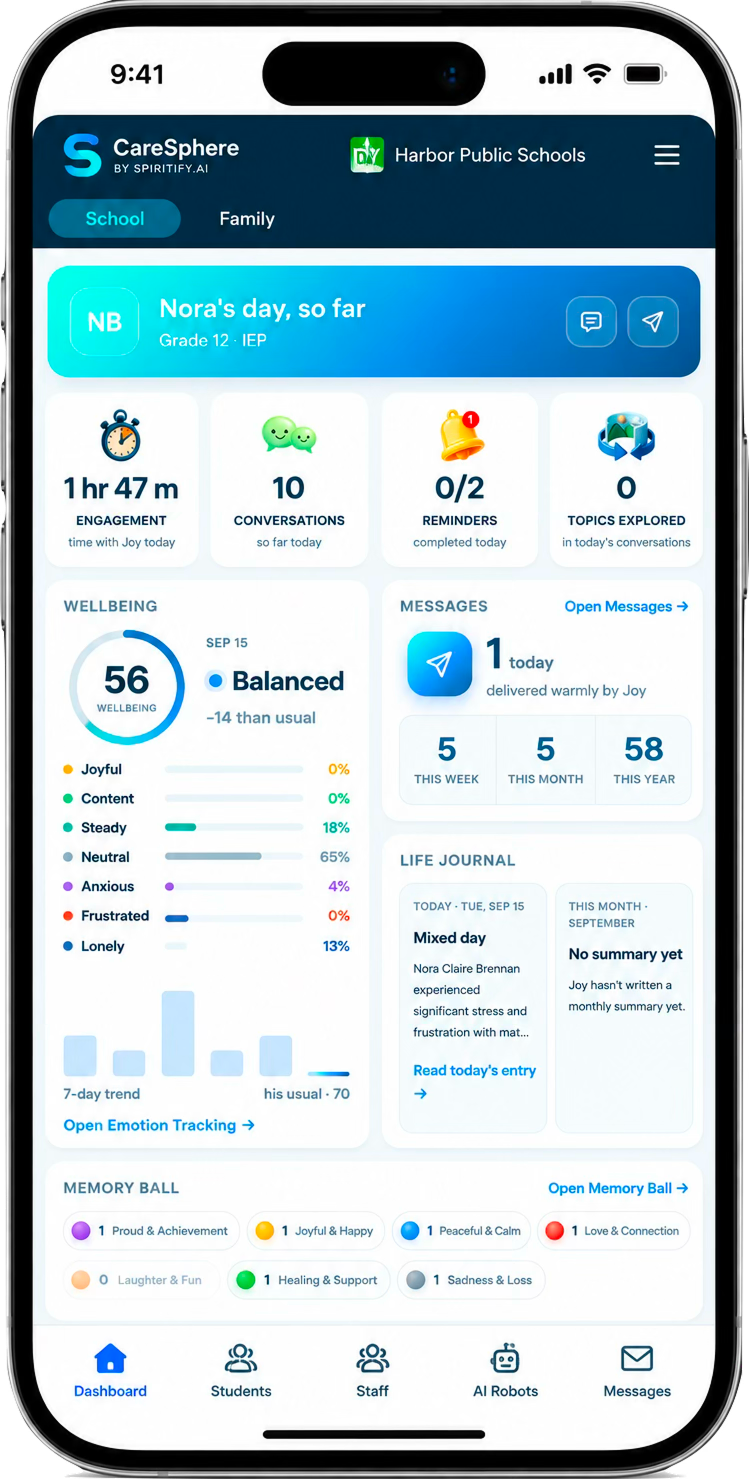 The caregiver mobile app on a phone