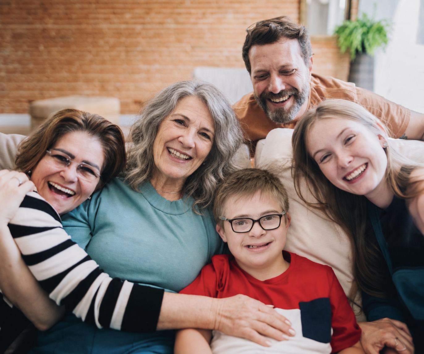 Family together at home