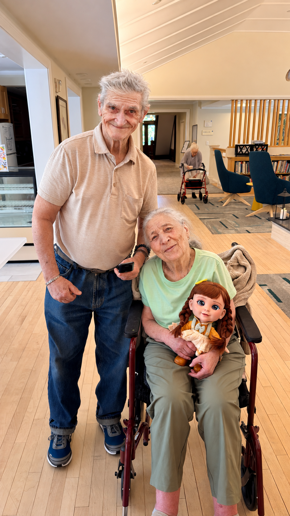 Frank and Tracy with Joy in their assisted living community
