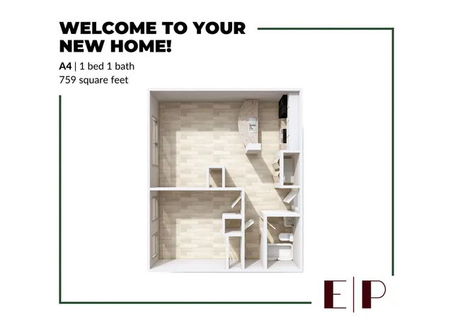 1x1 floor plan image
