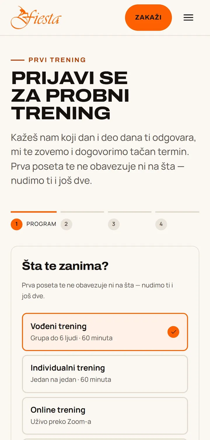 Fiesta Fitnes trial request on a phone