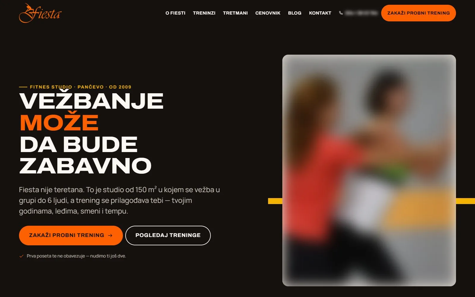 Fiesta Fitnes studio website, home page