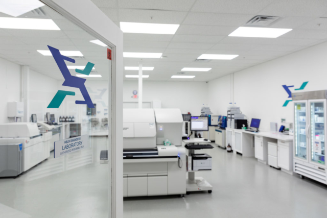 Laboratory entrance with automated chemistry beyond the glass