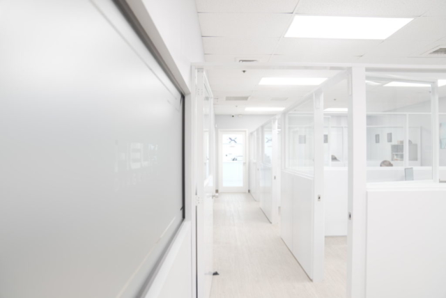 Corridor to the testing floor