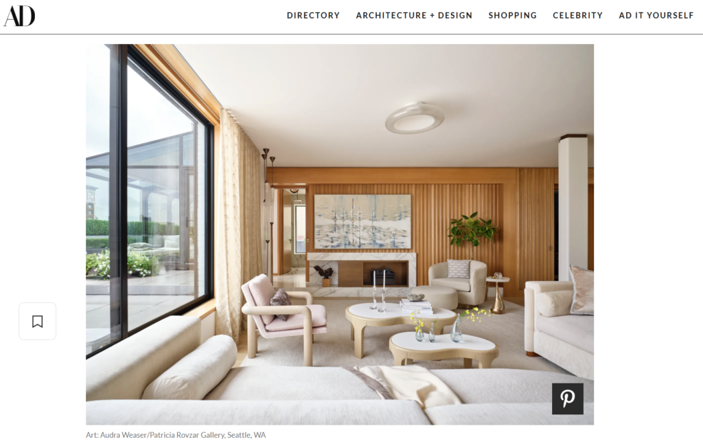 Custom coffee table for Amy Lau Design featured on Architectural Digest magazine