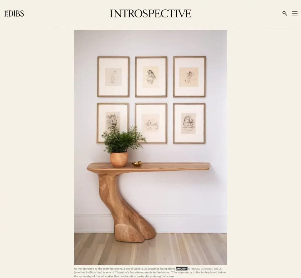 Frolic sculptural console table by Amorph featured in 1stDibs magazine