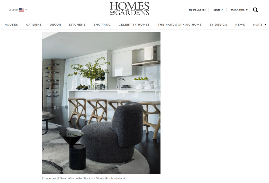 Chimera stool featured on Homes and Gardens magazine