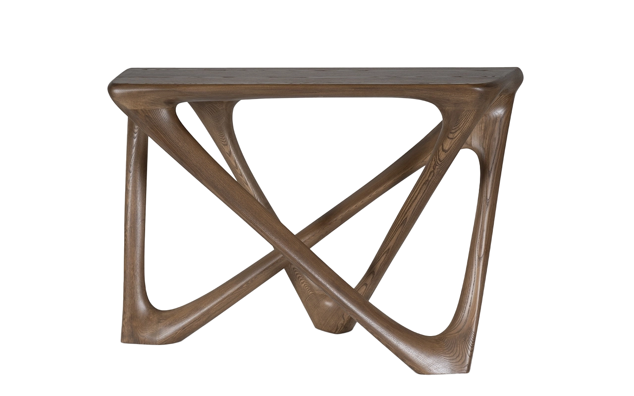 sculptural solid wood console table Nava by Amorph