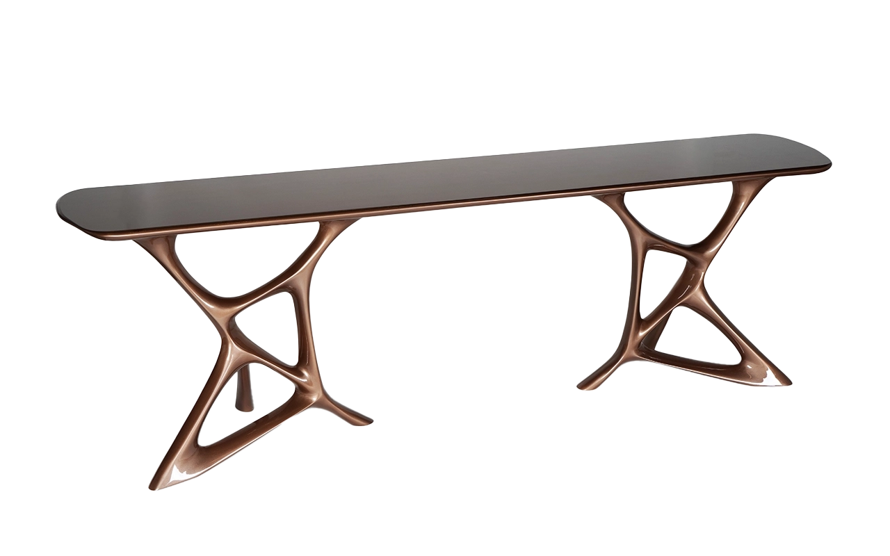 sculptural wood console table Nika by Amorph