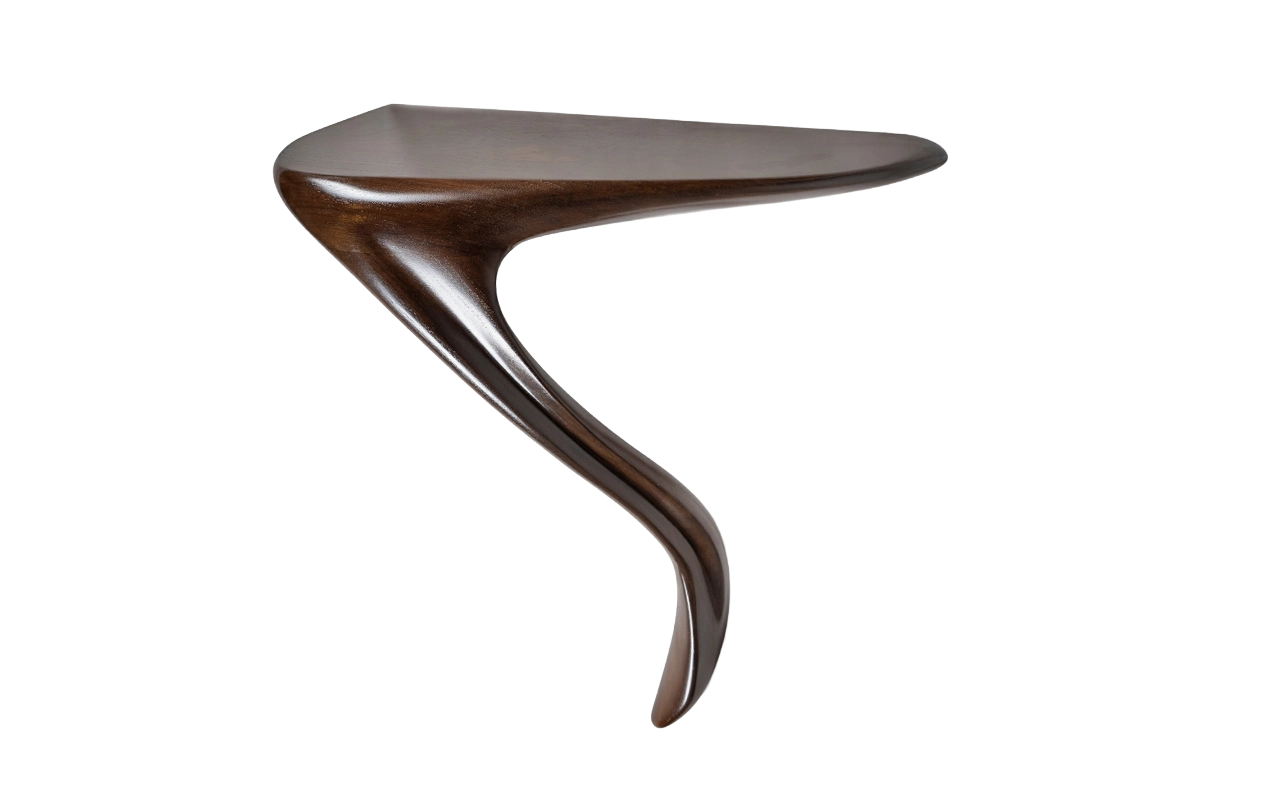 sculptural solid wood wall mounted console table Yena by Amorph