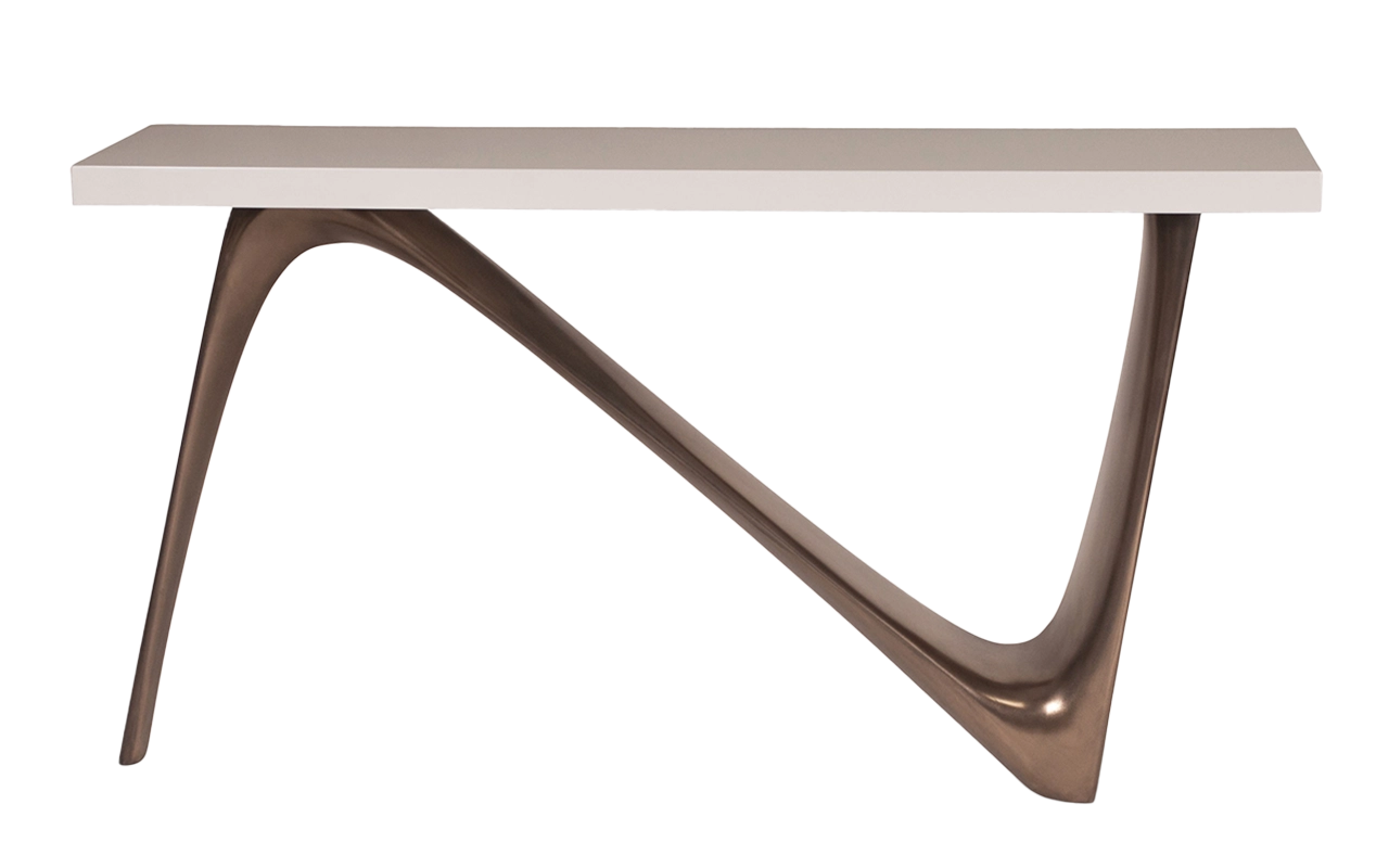 sculptural wood console table Aviva by Amorph