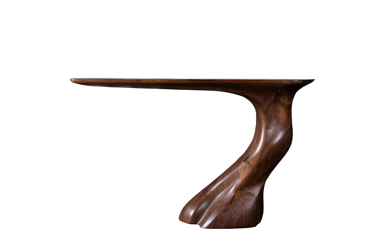sculptural wood console table Frolic by Amorph