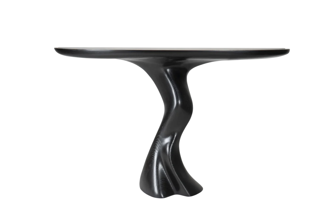 sculptural solid wood console table Haya by Amorph