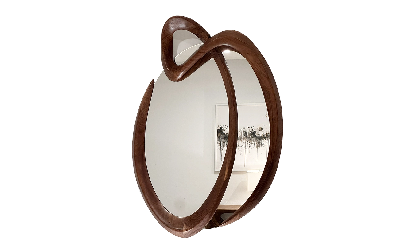 sculptural wood wall mirror Saba by Amorph