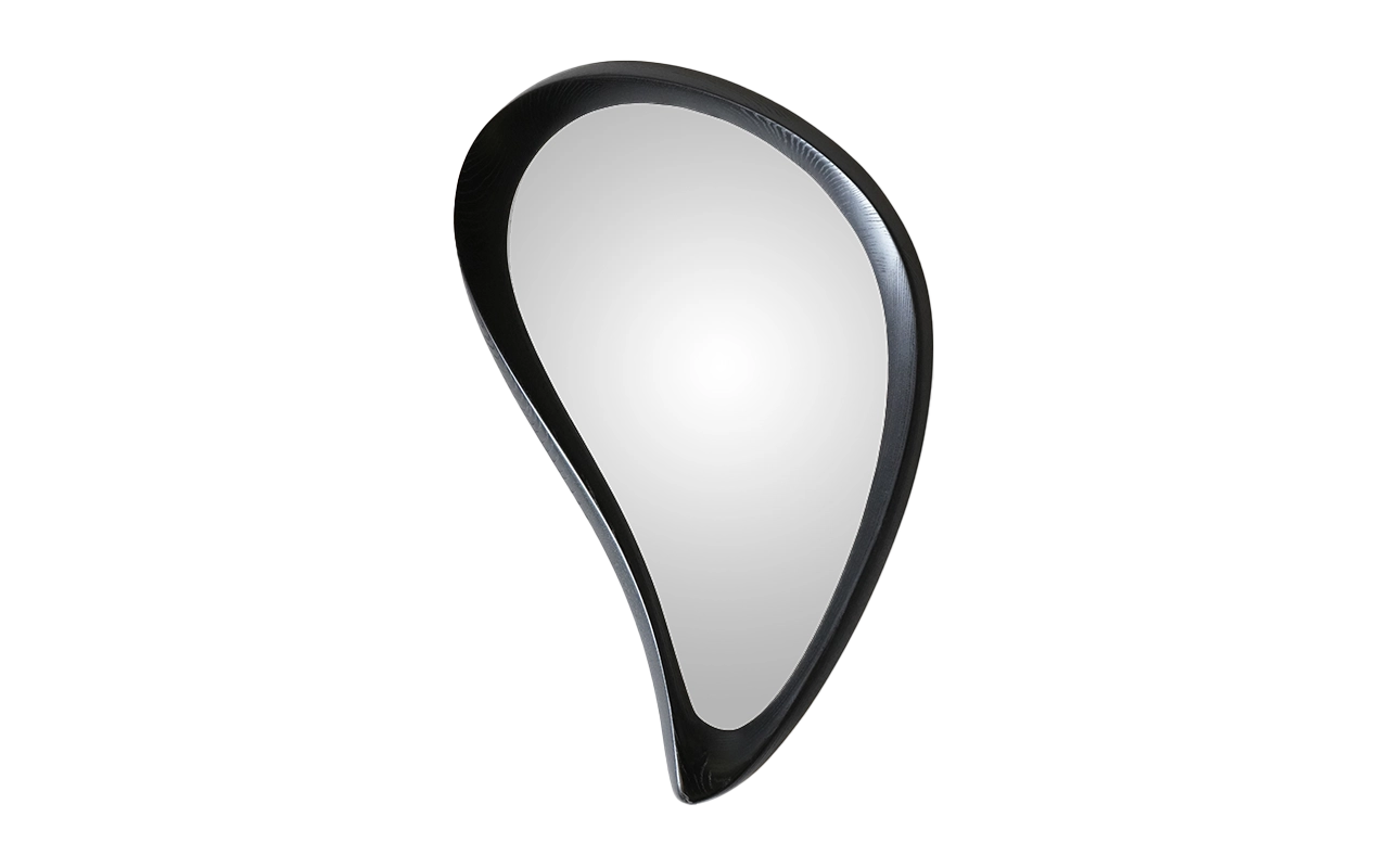 sculptural solid wood wall mirror Wella by Amorph