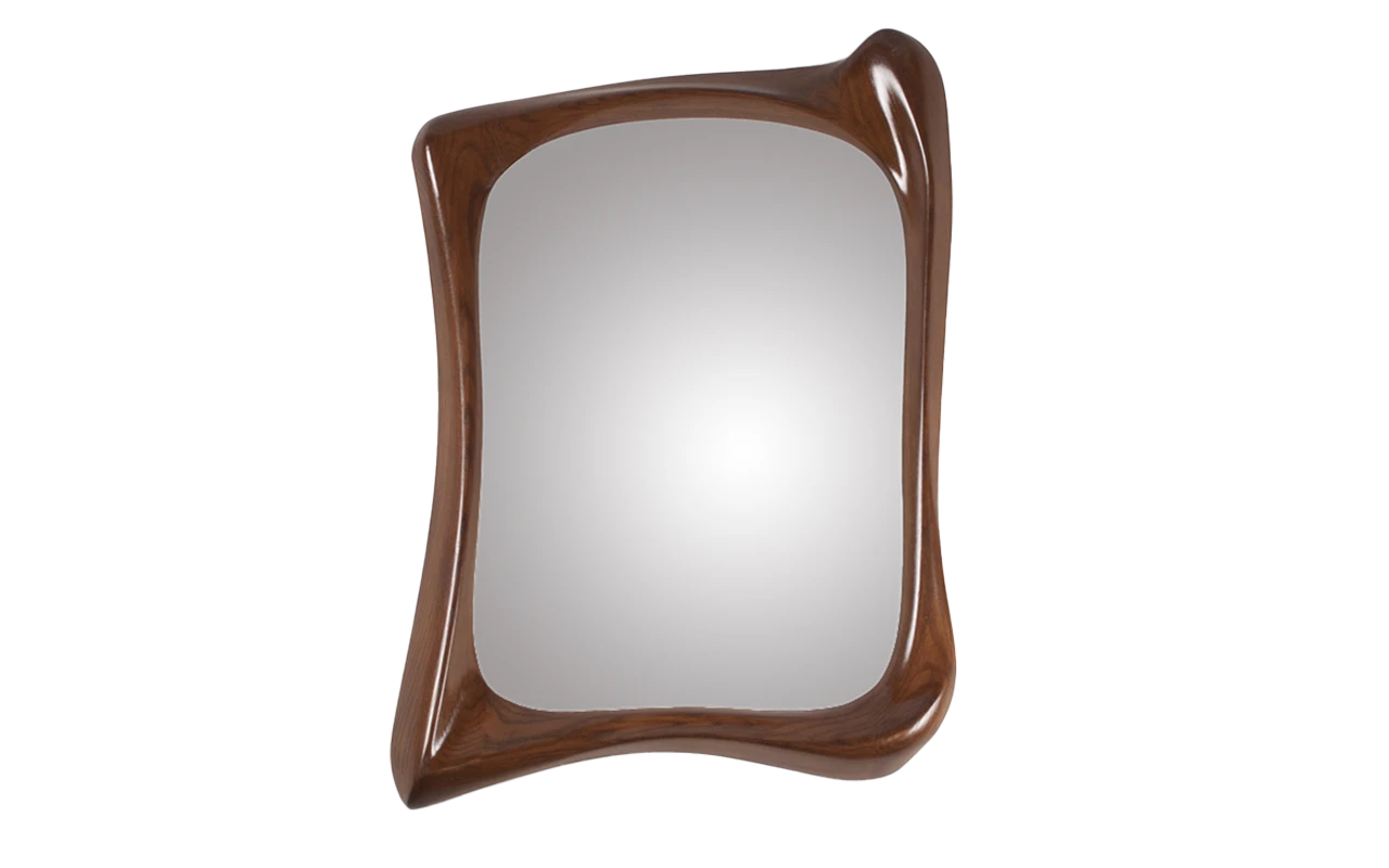 sculptural wood wall mirror Narcissus by Amorph