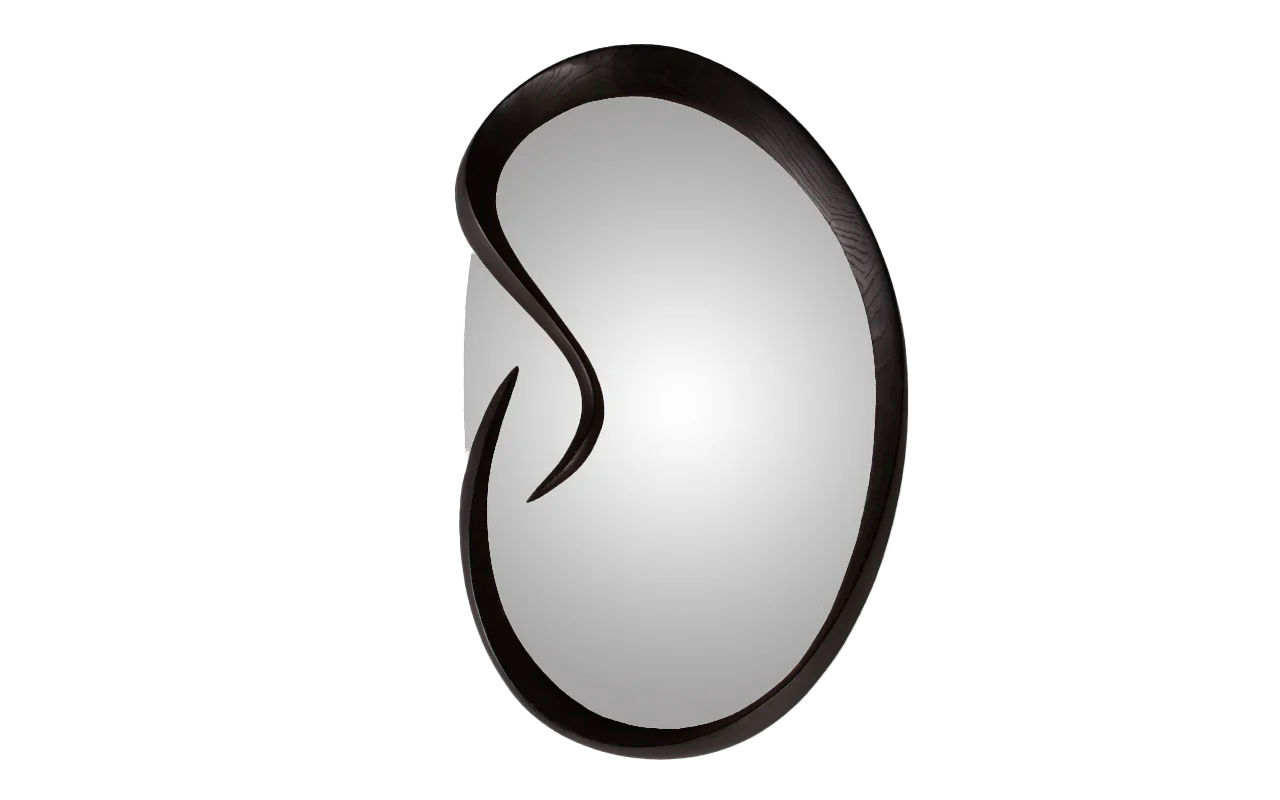 sculptural wood wall mirror Swan by Amorph